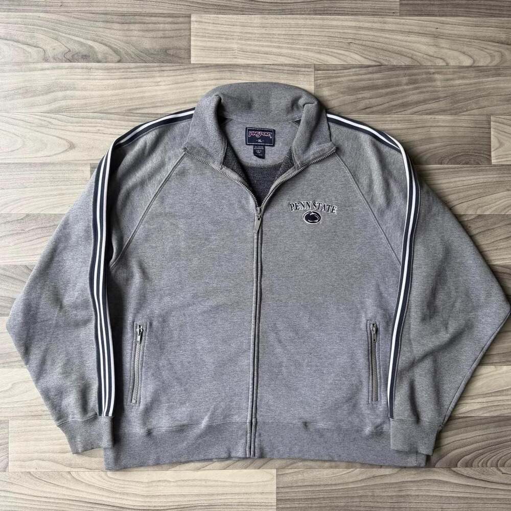 Vintage Jansport Penn State Nittany Lions Zip Up Sweatshirt Jacket Grey XL